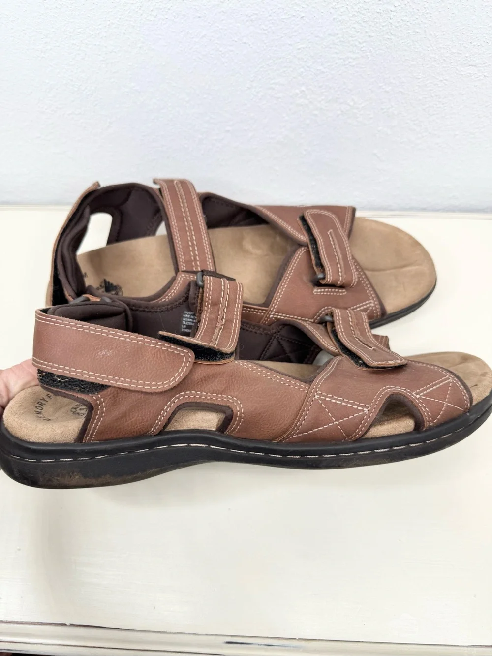 Dockers Men's Sport Sandals Brown Slip-On Memory Foam Size 15 M